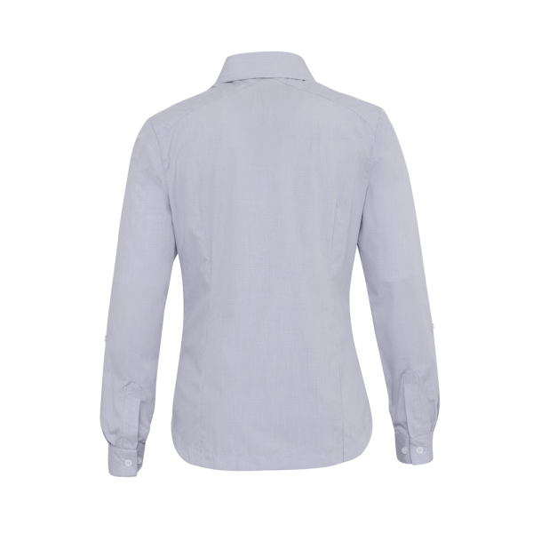Gray Square Pattern Long Sleeve Thai Shirt For Women